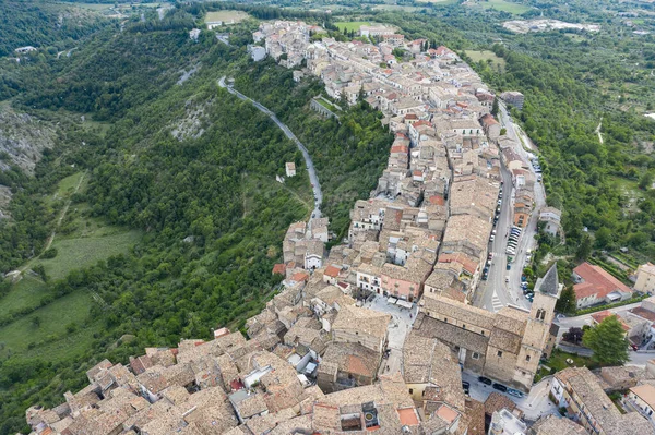 Вид Воздуха Город Пачелли Горной Местности Majella Abruzzo Italy — стоковое фото