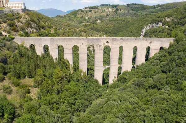 Letecký Pohled Spoleto Věž Most Umbria Italy — Stock fotografie