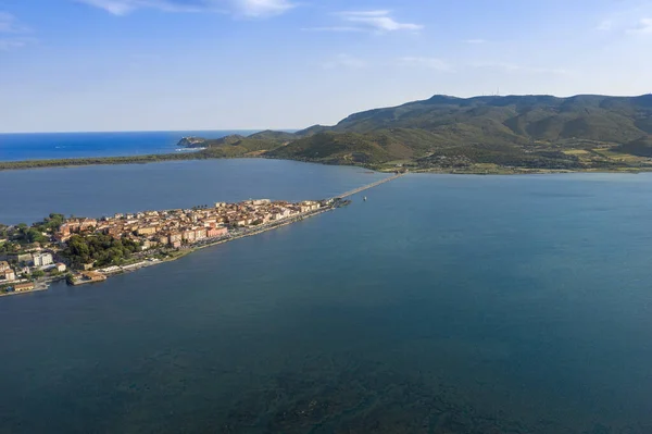 Vue Aérienne Orbetello Dans Province Grosseto Avec Lagune Levante Porto — Photo