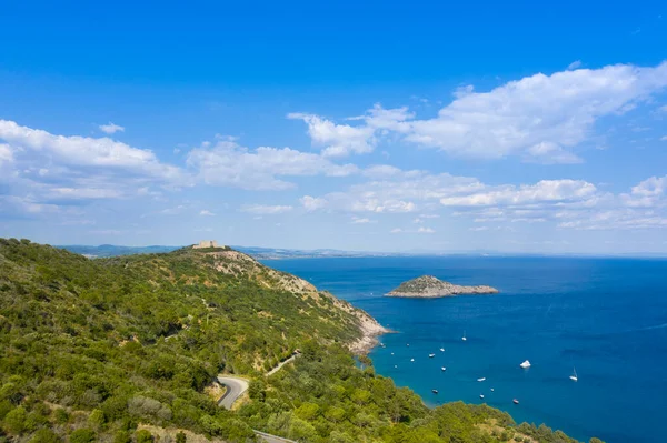 Vue Aérienne Dans Zone Marine Monte Argentario Sur Côte Toscane — Photo