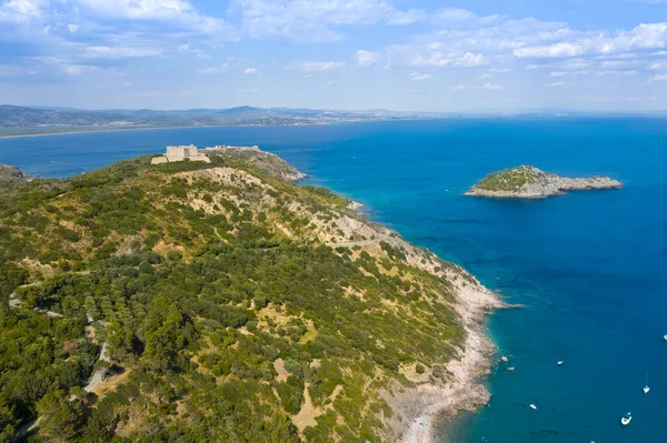Luchtfoto Het Zeegebied Van Monte Argentario Aan Toscaanse Kust — Stockfoto