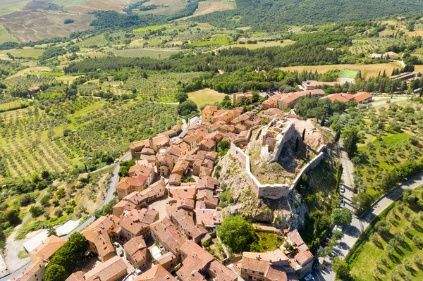 Вид Воздуха Средневековый Город Rocca Orcia Холмах Тосканы — стоковое фото