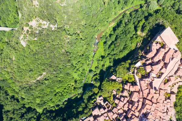 Aerial View Medieval Town Sorano Province Grosseto Hills Tuscan Maremma — Stock Photo, Image