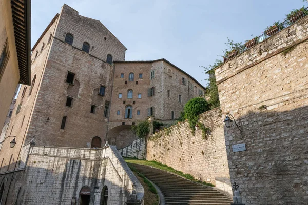 Escalera Centro Histórico Ciudad Medieval Gubbio Umbria Italia —  Fotos de Stock