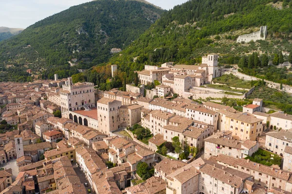 Vista Aerea Panoramica Sulla Città Medievale Gubbio Umbria Palazzo Dei — Foto Stock