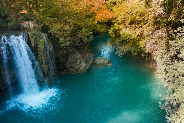 Водоспад Утворений Річкою Ельза Флювіальному Парку Colle Val Elsa Tuscany — стокове фото