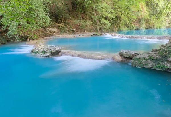 Kleine Watervallen Geproduceerd Elsa Rivier Colle Val Elsa Rivier Park — Stockfoto