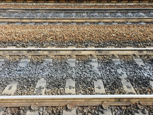 Pair Train Tracks Horizontally — Stock Photo, Image
