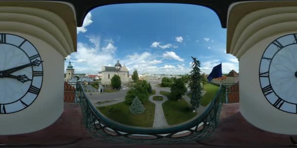 360 vr european city hall 4k panoramic — Stock Video