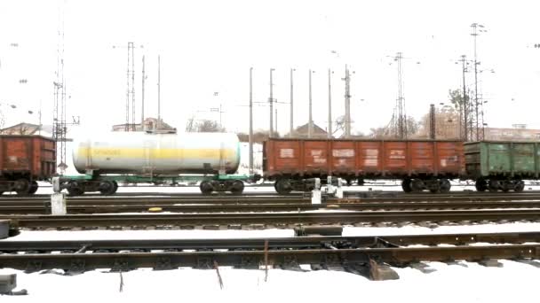 Railway train wagon railroad — Stock Video