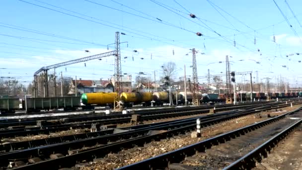 Railway tåg vagn railroad — Stockvideo