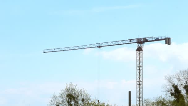 Working tower cranes, buildings — Stock Video