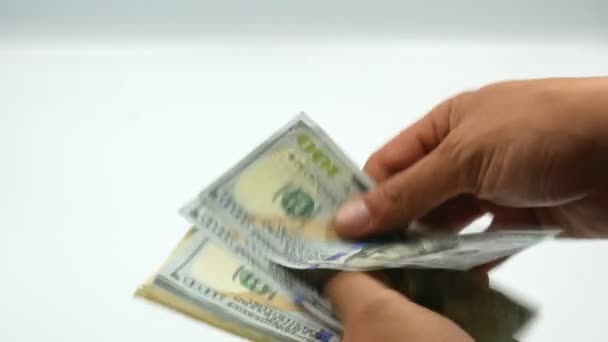 100 Amerikan banknotu. Nakit. yüz dolar, 100 dolar — Stok video