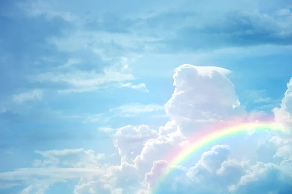 texture of cloud with rainbow on blue sky