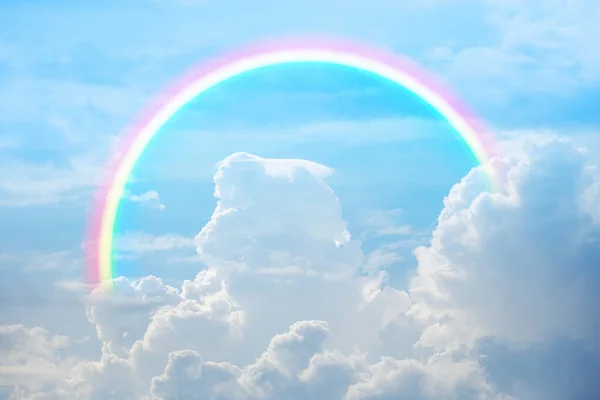 texture of cloud with rainbow on blue sky