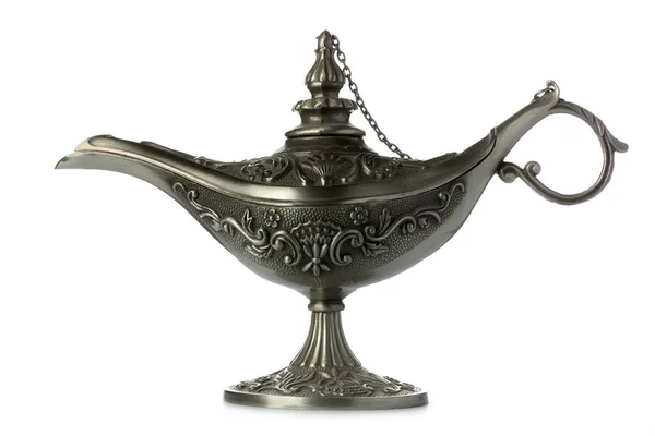 Oil Lamp Oriental Style Made White Metal Krsivym Bas Relief — Stock Photo, Image
