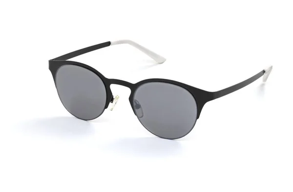 Stylish Women Sunglasses Black White Plastic Frame Dark Lenses Isolated — Stock Photo, Image