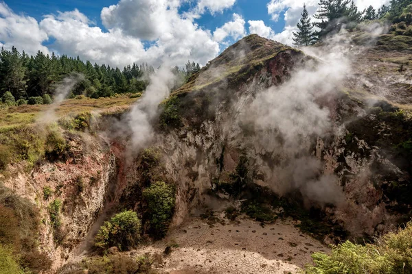 Thermal vapor along the Tongariro Alpine trail Crossing, New Zealand