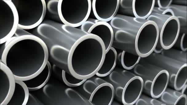 Close Set Steel Aluminum Pipes Loop Animation — Stock Video