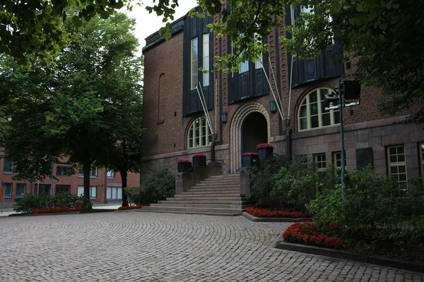 Paved Square Entrance Town Hall Finnish City Lahti Lahti Finland — Stock Photo, Image