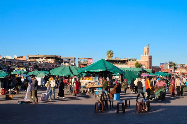 Marrakech Morocco 2019 Der Hauptmarkt Von Marrakesch Handel Mit Früchten — Stockfoto