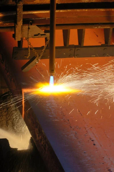 Gas Snijden Van Het Ruwijzer Fabriek — Stockfoto