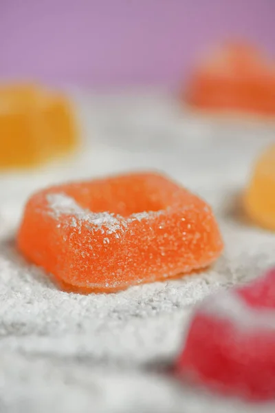 Fruchtgelee Süß Auf Zuckerteller — Stockfoto