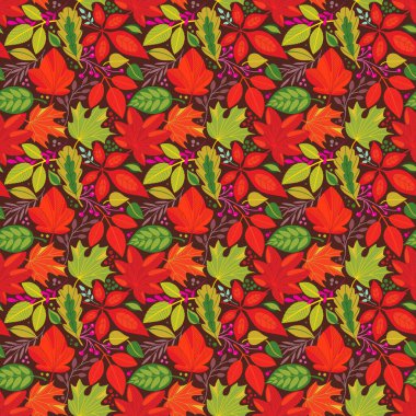 Kırmızı ve yeşil sonbahar yapraklı vektörsüz desen