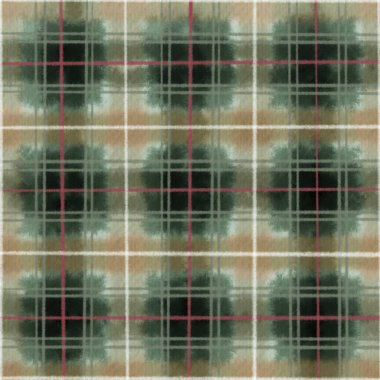 Kahverengi ve Yeşil Ekose Damalı Vintage Tasarımı