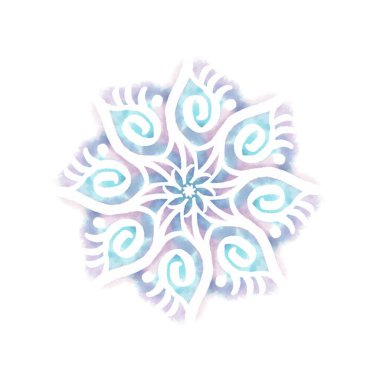 Noel tasarımınız için el çizimi suluboya kar tanesi.