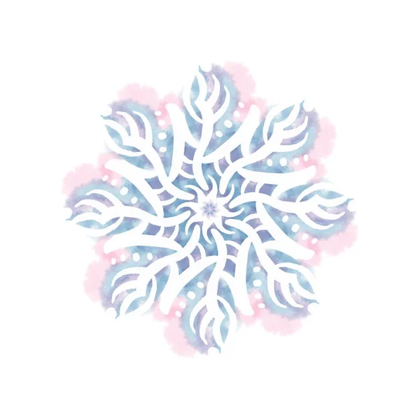 Hand drawn watercolor snowflake for your Christmas design. — Stock Photo, Image