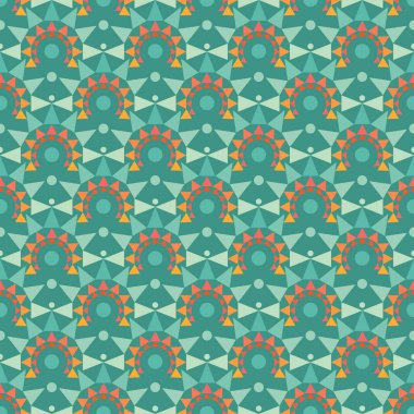 Dairesel ve üçgenli soyut geometrik kusursuz desen.