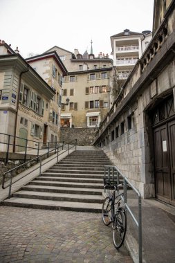 Geneva, İsviçre - 28 Şubat, 2018. Mimari ve tip-in Güney Avrupa ülkesindeki şehirler.