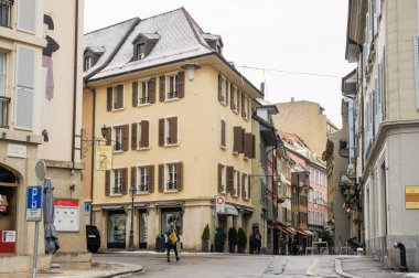 Veuve, Fransa - 1 Mart, 2018. Vevey şehir ve çevresi.