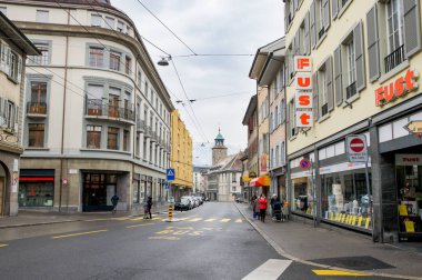 Veuve, Fransa - 1 Mart, 2018. Vevey şehir ve çevresi.