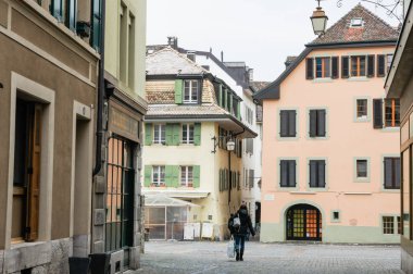 Veuve, Fransa - 1 Mart, 2018. Vevey şehir ve çevresi.