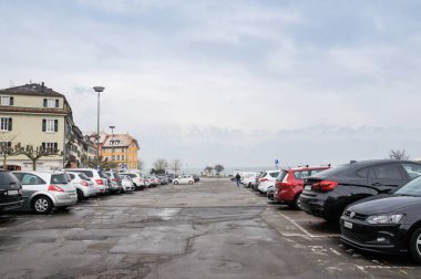 Veuve, Fransa - 1 Mart, 2018. Vevey şehir ve çevresi.