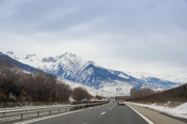 Antremon Schweiz März 2018 Blick Aus Dem Auto Auf Die — Stockfoto