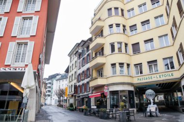 Veuve, Fransa - 1 Mart, 2018. Modern kentsel gelişim. Vevey şehir ve çevresi.