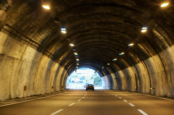 Conduite Voiture Travers Les Tunnels Montagne — Photo