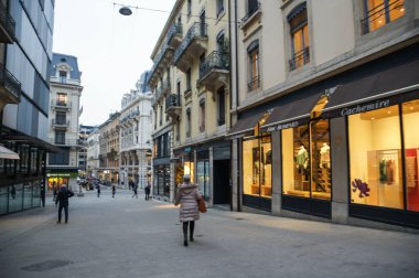 Geneva, İsviçre - 3 Mart, 2018. Mimari ve tip-in Güney Avrupa ülkesindeki şehirler.