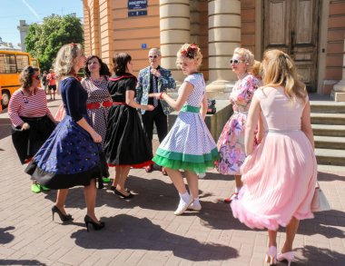 St. Petersburg, Rusya - 26 Mayıs, 2018. Retro göster grubunda, St. Petersburg şehir gün tatil.