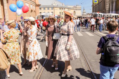 St. Petersburg, Rusya - 26 Mayıs, 2018. Retro göster grubunda, St. Petersburg şehir gün tatil.