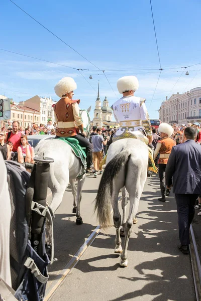 San Pietroburgo Russia Maggio 2018 Sfilata Elefanti Nel Centro San — Foto Stock