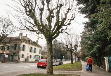 Geneva, İsviçre - 28 Şubat, 2018. Mimari ve tip-in Güney Avrupa ülkesindeki şehirler.