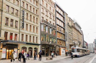 Geneva, İsviçre - 28 Şubat, 2018. Mimari ve tip-in Güney Avrupa ülkesindeki şehirler.