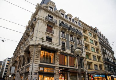 Geneva, İsviçre - 28 Şubat, 2018. Mimari ve tip-in Güney Avrupa ülkesindeki şehirler.