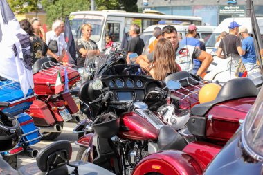St. Petersburg, Rusya - 4 Ağustos, 2018. Harley Davidson Festivali St Petersburg Palace Square.