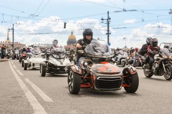 São Petersburgo Rússia Agosto 2018 Desfile Harley Davidson Centro Histórico — Fotografia de Stock