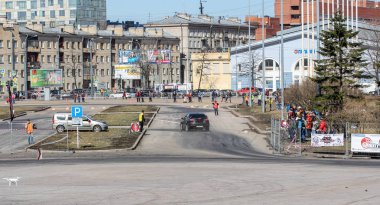 St. Petersburg, Rusya - 14 Nisan, 2018. Kentsel motor St. Petersburg'da yarış spor yarışmaları.
